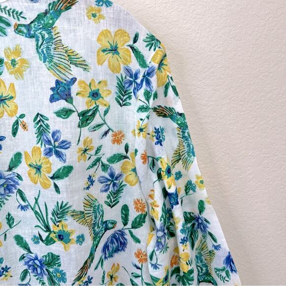 OLD NAVY Women’s Size XL Printed Linen-Blend Blouse Floral Multi - Picture 7 of 14